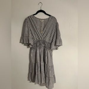 Stripe midi ruffle dress